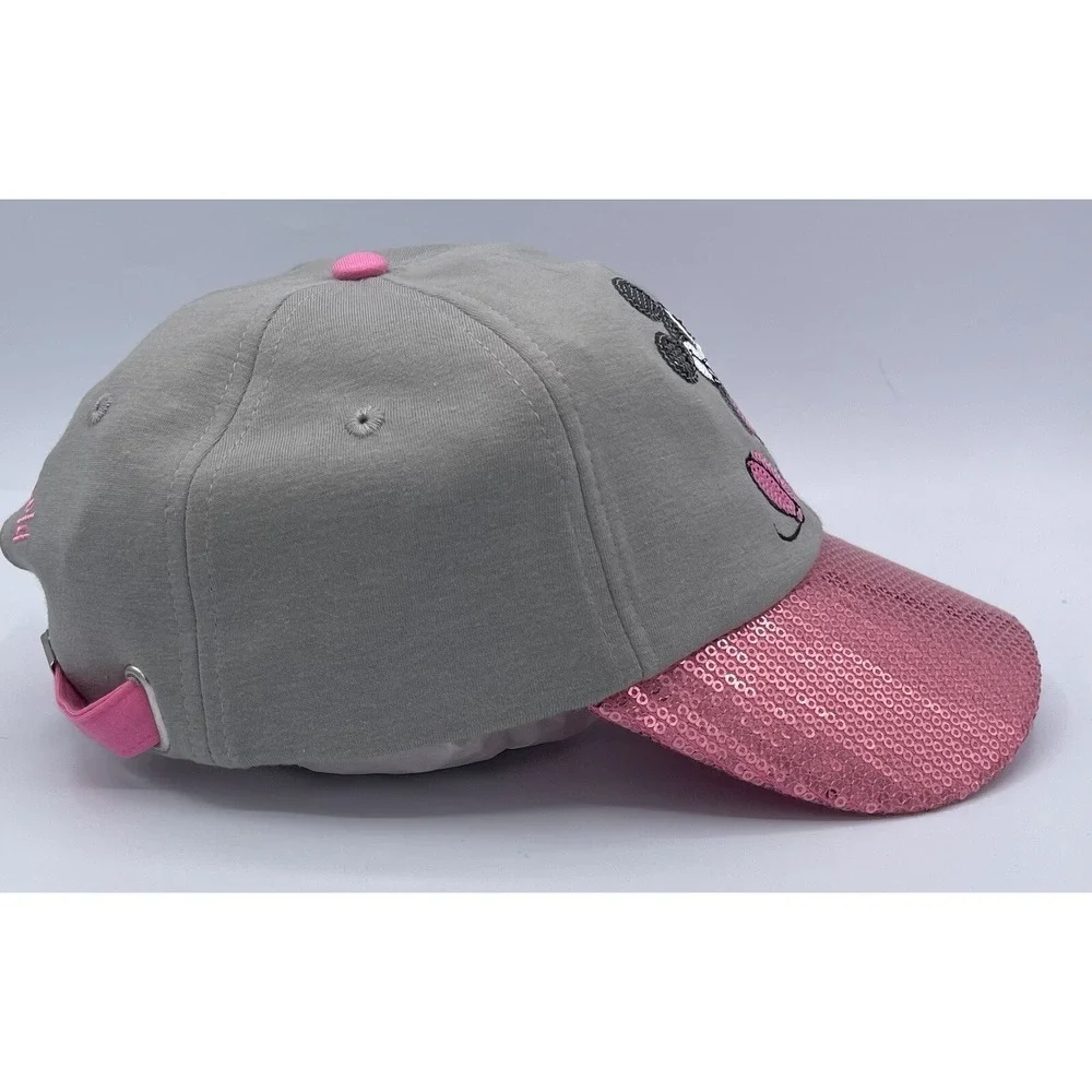 Walt Disney World Pink Sequin Mickey‎ Mouse Baseball Cap Hat Gray Adult 57-61CM